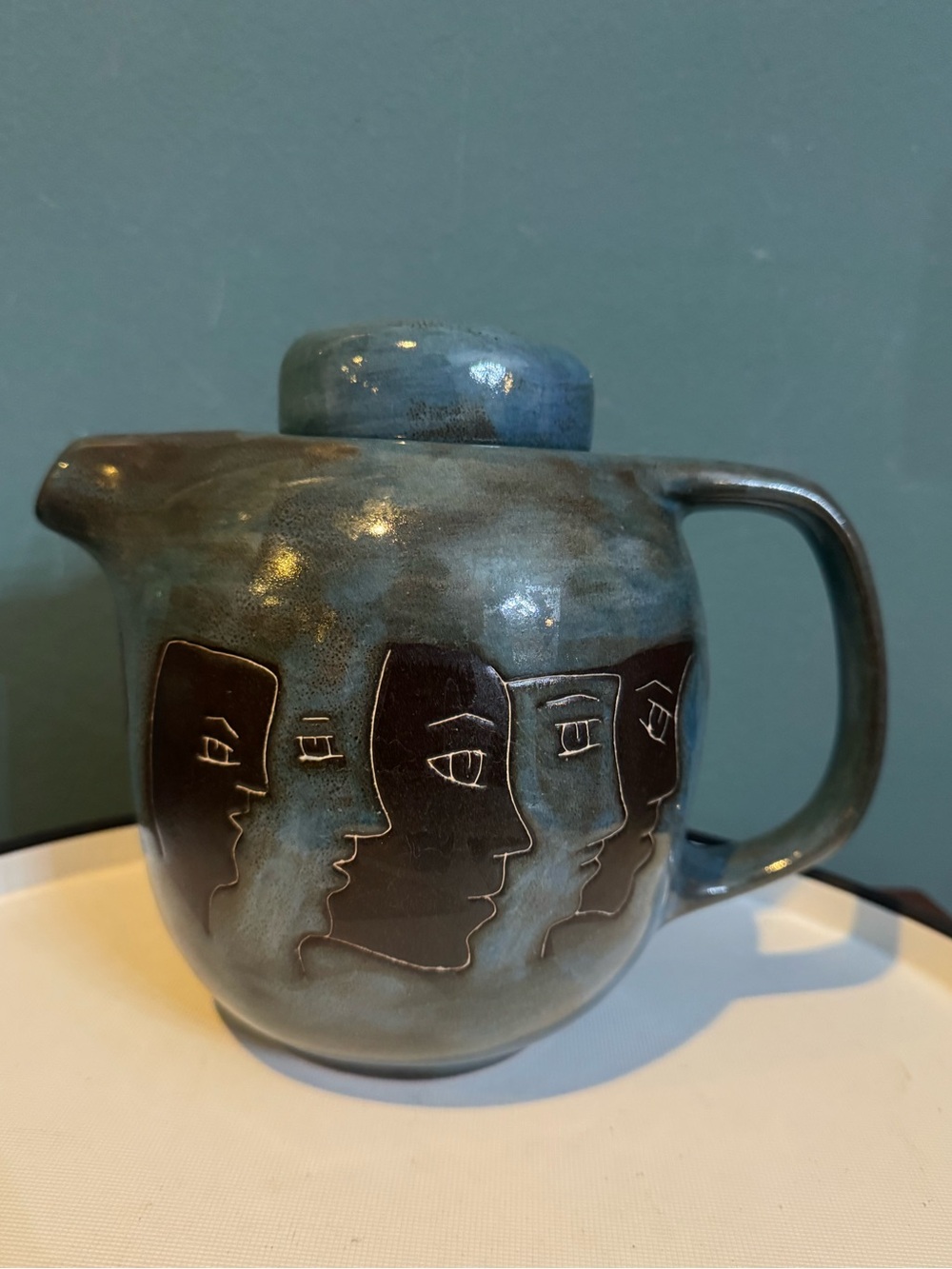 Mara Stoneware Faces Tea Pot Teapot, Made in Mexico